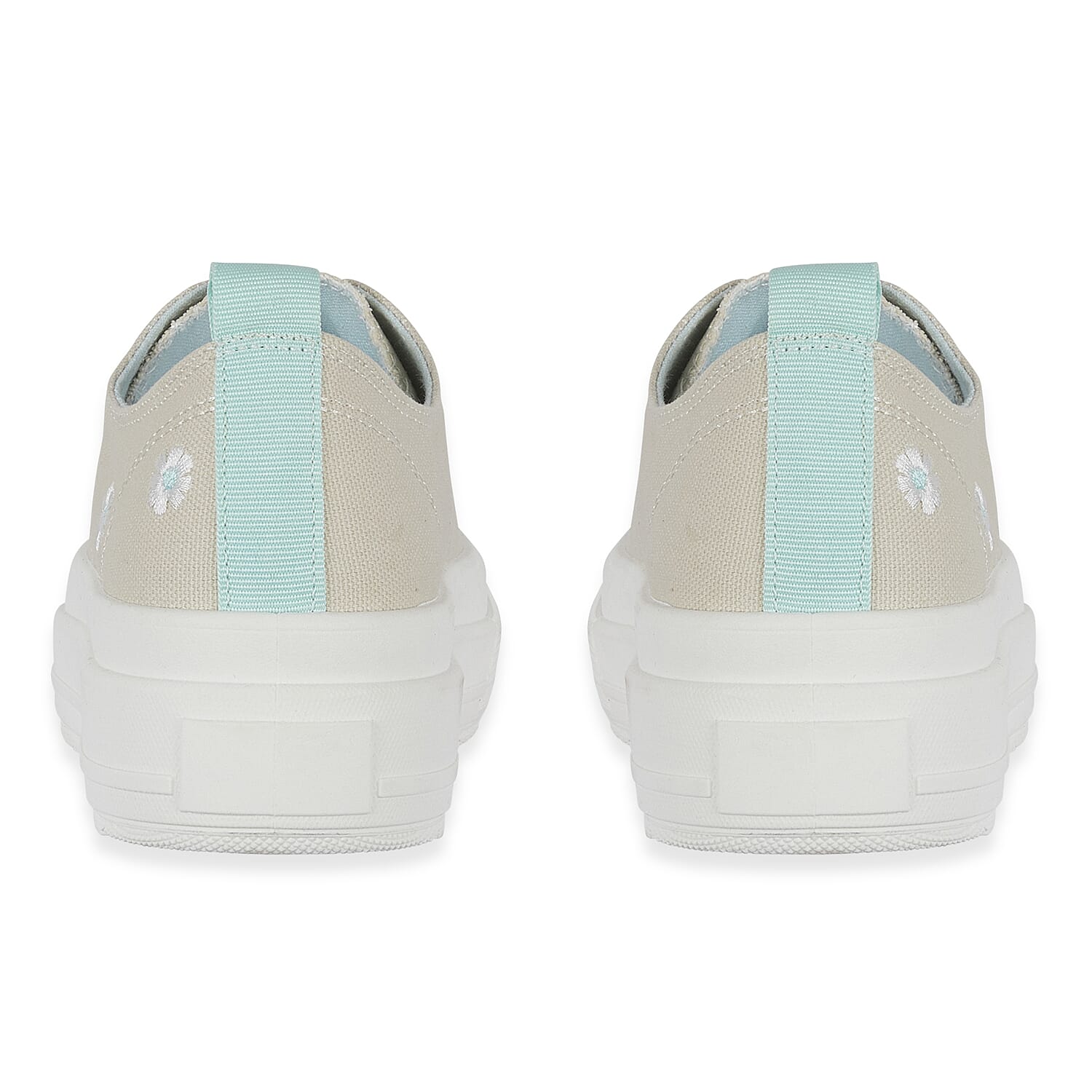 Fleur Daisy Embroidered Low-Top Lace Up Platform Trainers&nbsp;