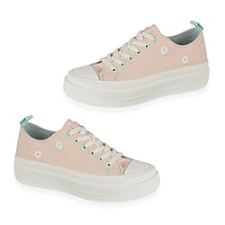 Fleur Daisy Embroidered Low-Top Lace Up Platform Trainers&nbsp;