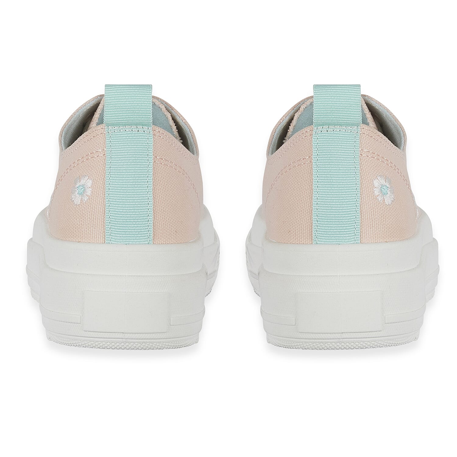 Fleur Daisy Embroidered Low-Top Lace Up Platform Trainers&nbsp;