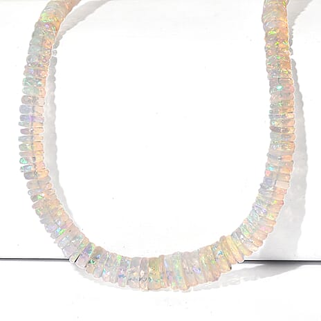 D'Joy - Ethiopian Opal Necklace (Size - 18-2 Ext) in Rhodium Overlay Sterling Silver 112.50 Ct.