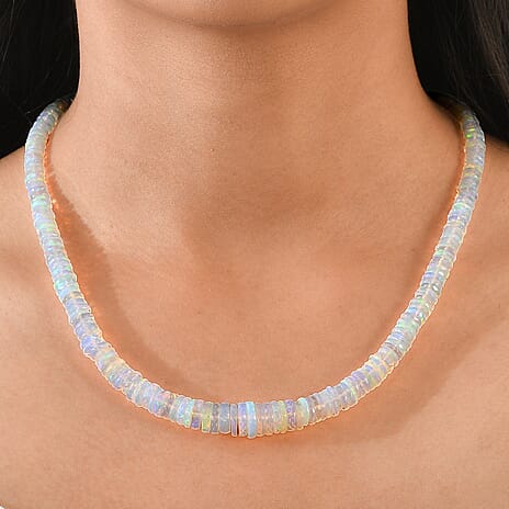 D'Joy - Ethiopian Opal Necklace (Size - 18-2 Ext) in Rhodium Overlay Sterling Silver 112.50 Ct.