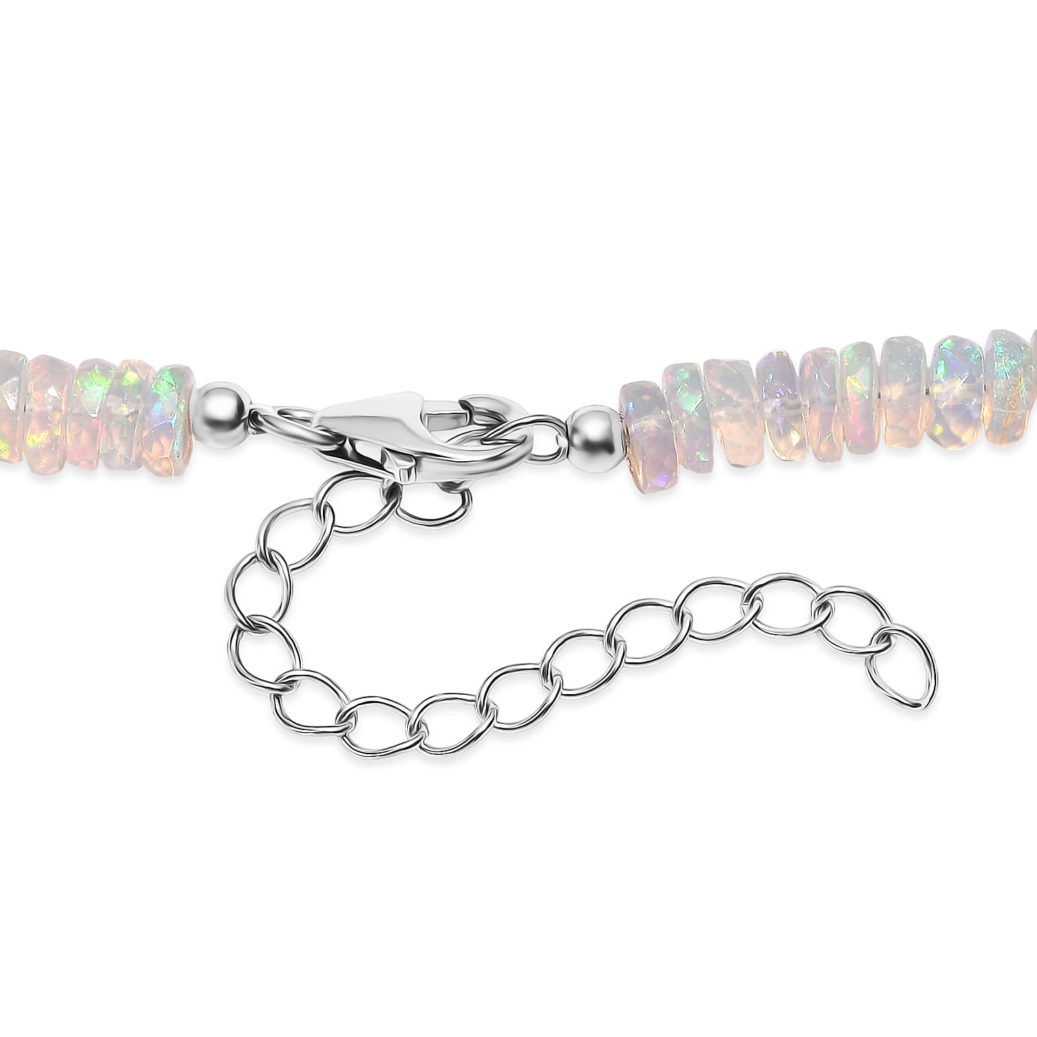 D'Joy - Ethiopian Opal Necklace (Size - 18-2 Ext) in Rhodium Overlay Sterling Silver 112.50 Ct.