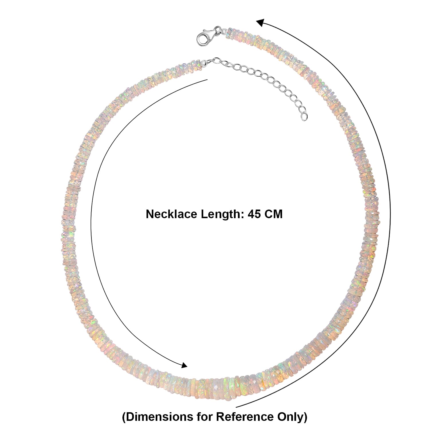 D'Joy - Ethiopian Opal Necklace (Size - 18-2 Ext) in Rhodium Overlay Sterling Silver 112.50 Ct.