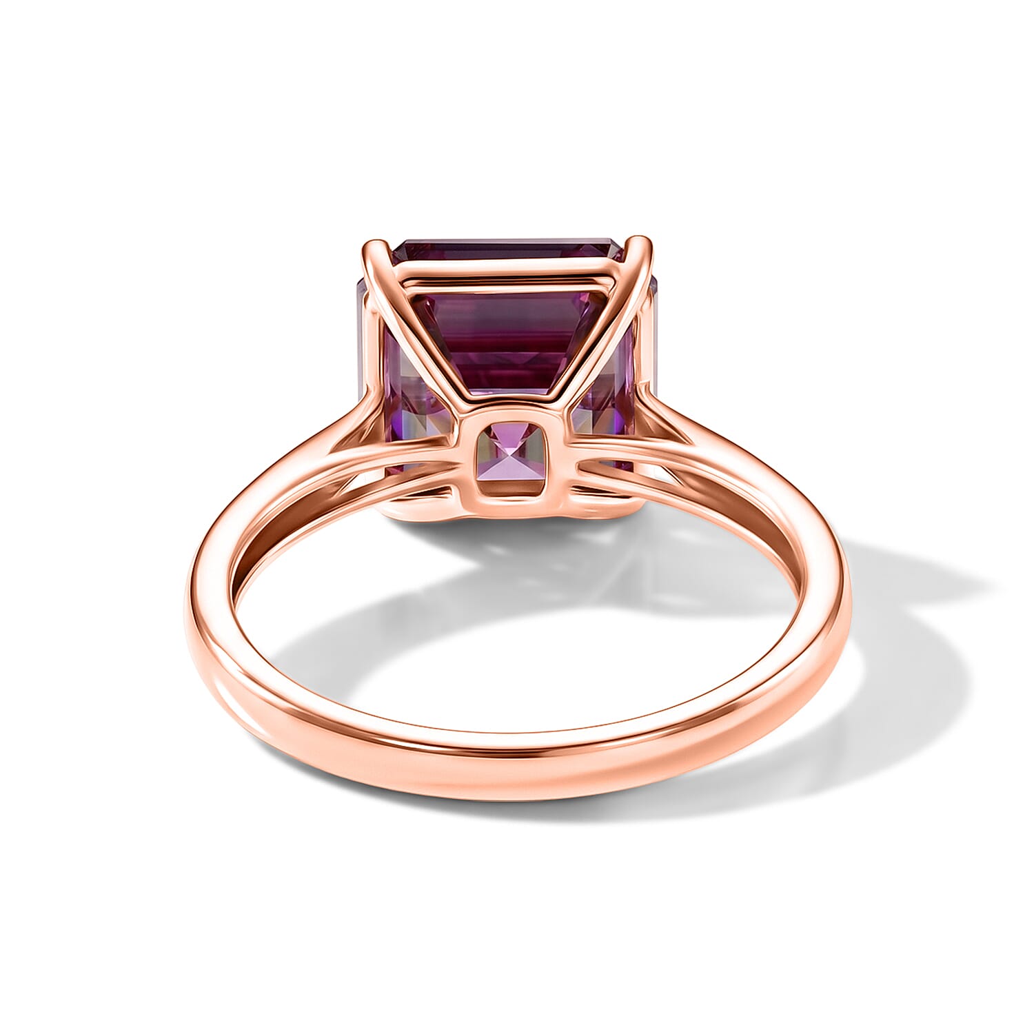 9K Rose Gold Pink Moissanite Solitaire Ring 4.10 Ct.