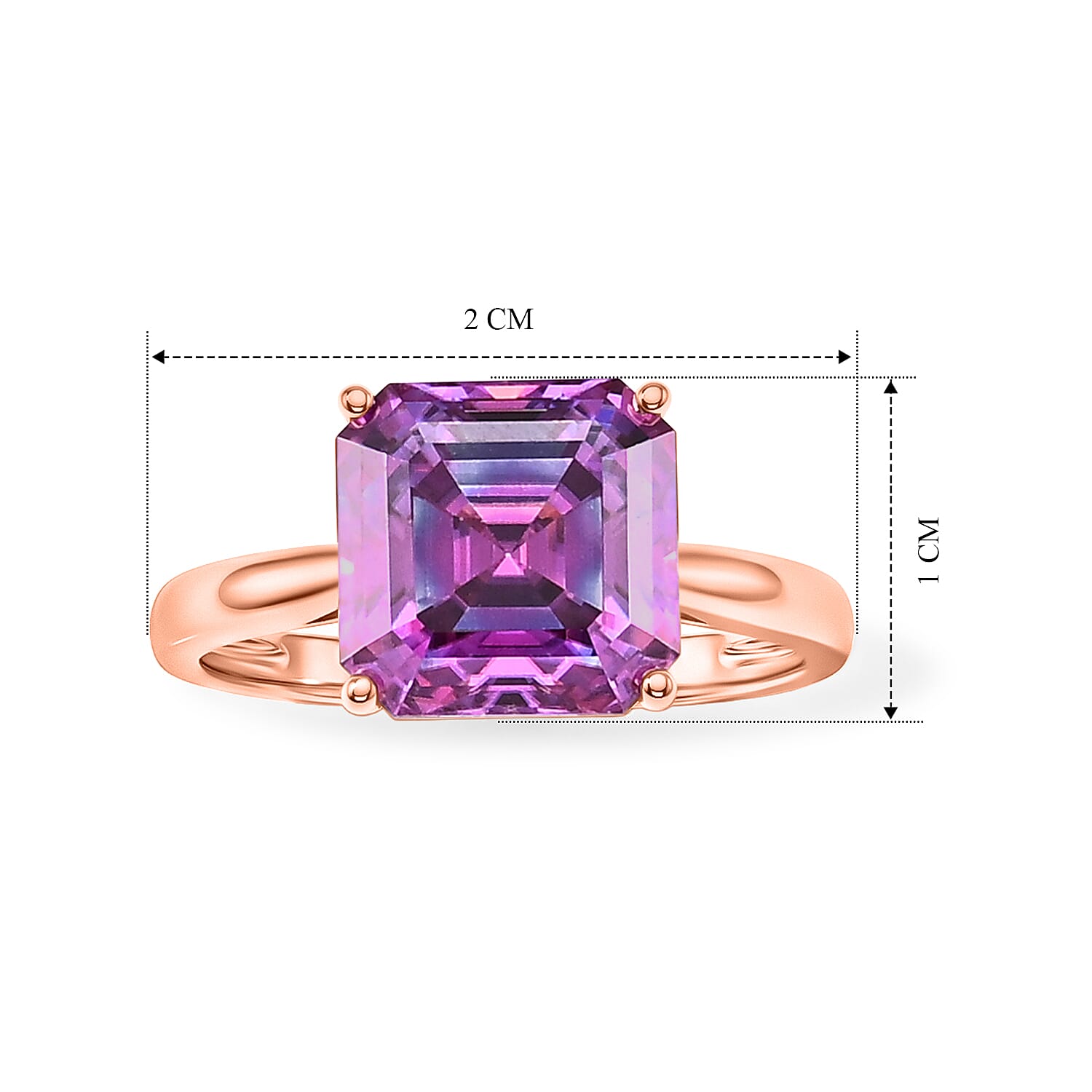 9K Rose Gold Pink Moissanite Solitaire Ring 4.10 Ct.
