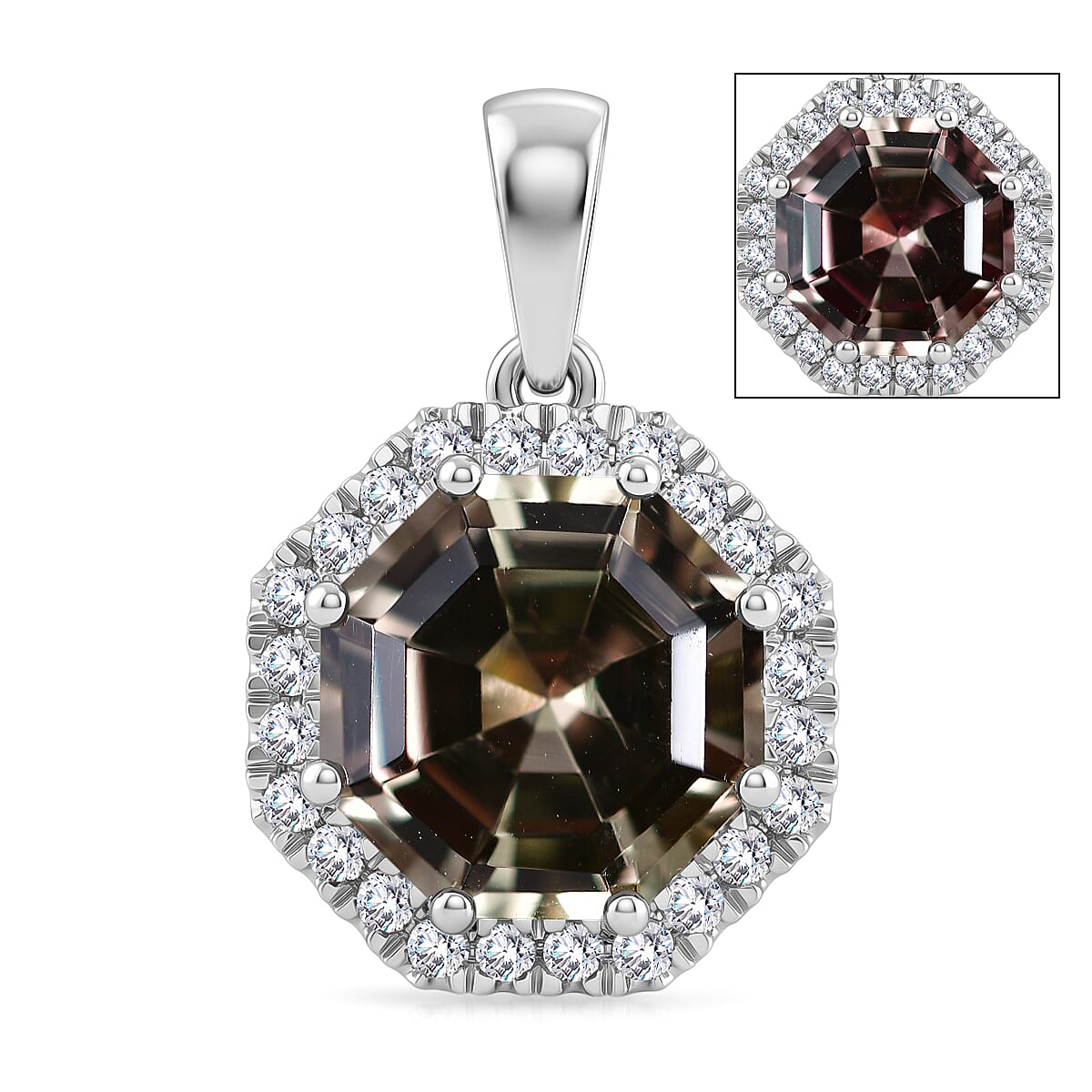 Rhapsody 950 Platinum AAAA Turkizite White Diamond EF, VS Main Stone With Side Stone Pendant, Platinum Wt.4.6 Gms  5.011  Ct.