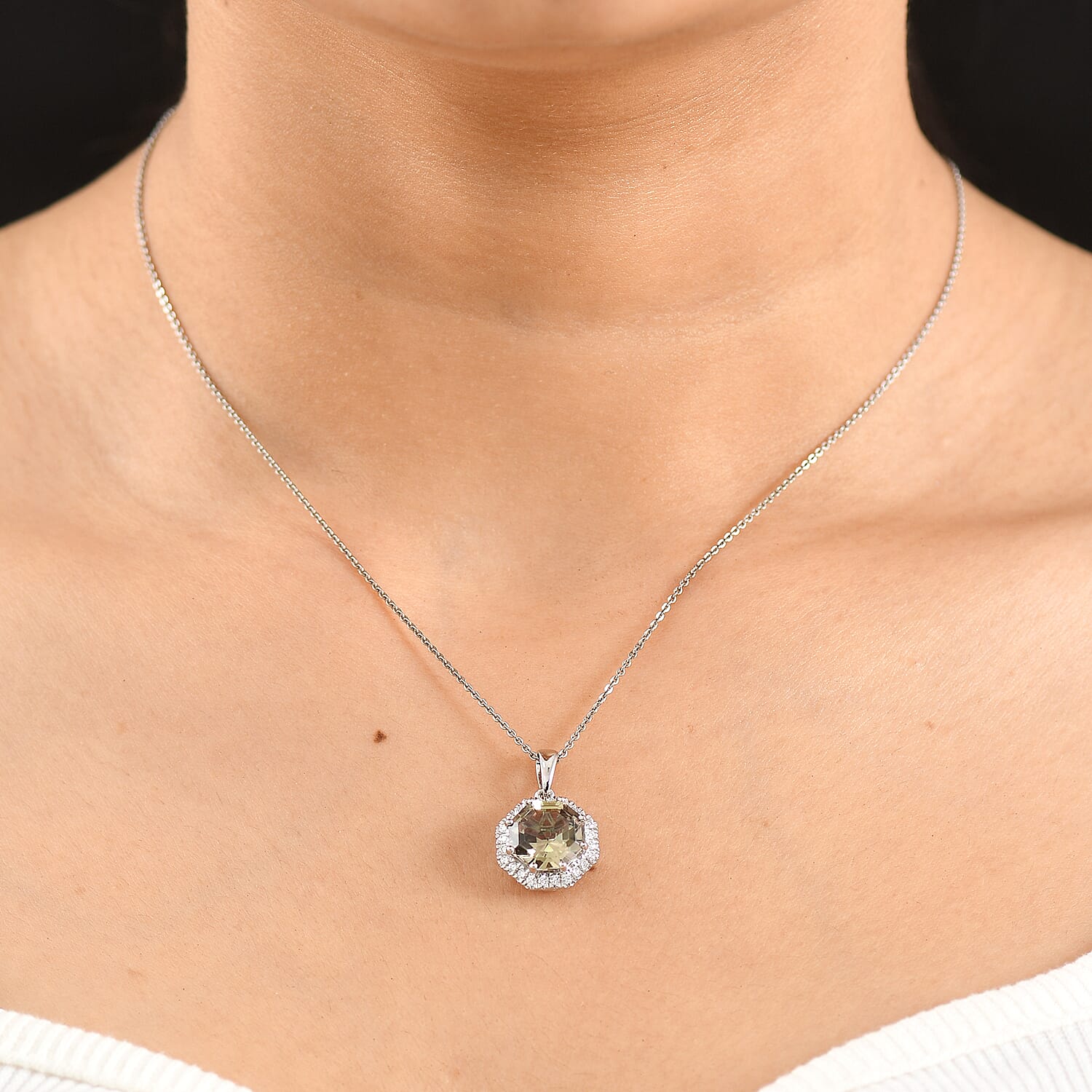 Rhapsody 950 Platinum AAAA Turkizite White Diamond EF, VS Main Stone With Side Stone Pendant, Platinum Wt.4.6 Gms  5.011  Ct.