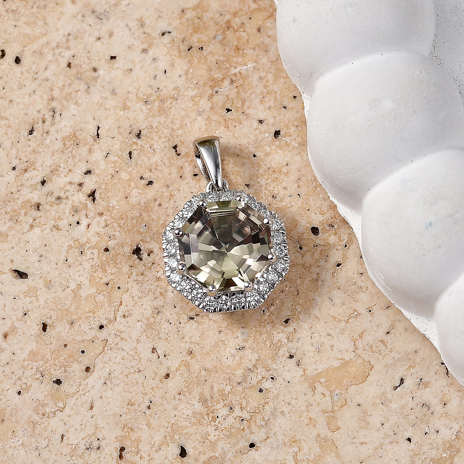 Rhapsody 950 Platinum AAAA Turkizite White Diamond EF, VS Main Stone With Side Stone Pendant, Platinum Wt.4.6 Gms  5.011  Ct.