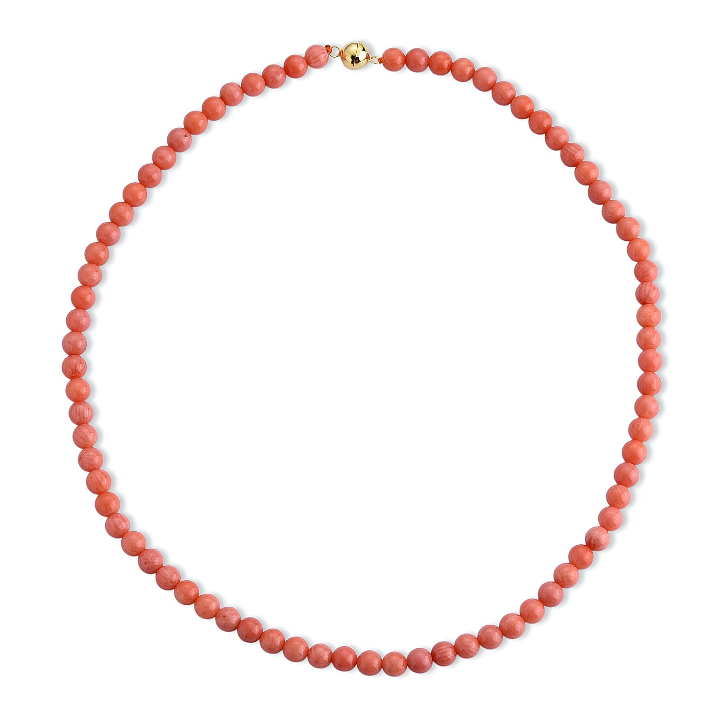 D'Joy - Living Coral Color Bamboo Coral Beads Necklace (Size - 20) in Yellow Gold Plated Sterling Silver 140.00 Ct.