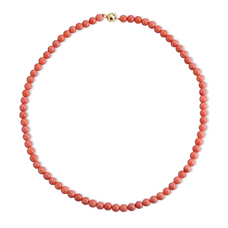 D'Joy - Living Coral Color Bamboo Coral Beads Necklace (Size - 20) in Yellow Gold Plated Sterling Silver 140.00 Ct.