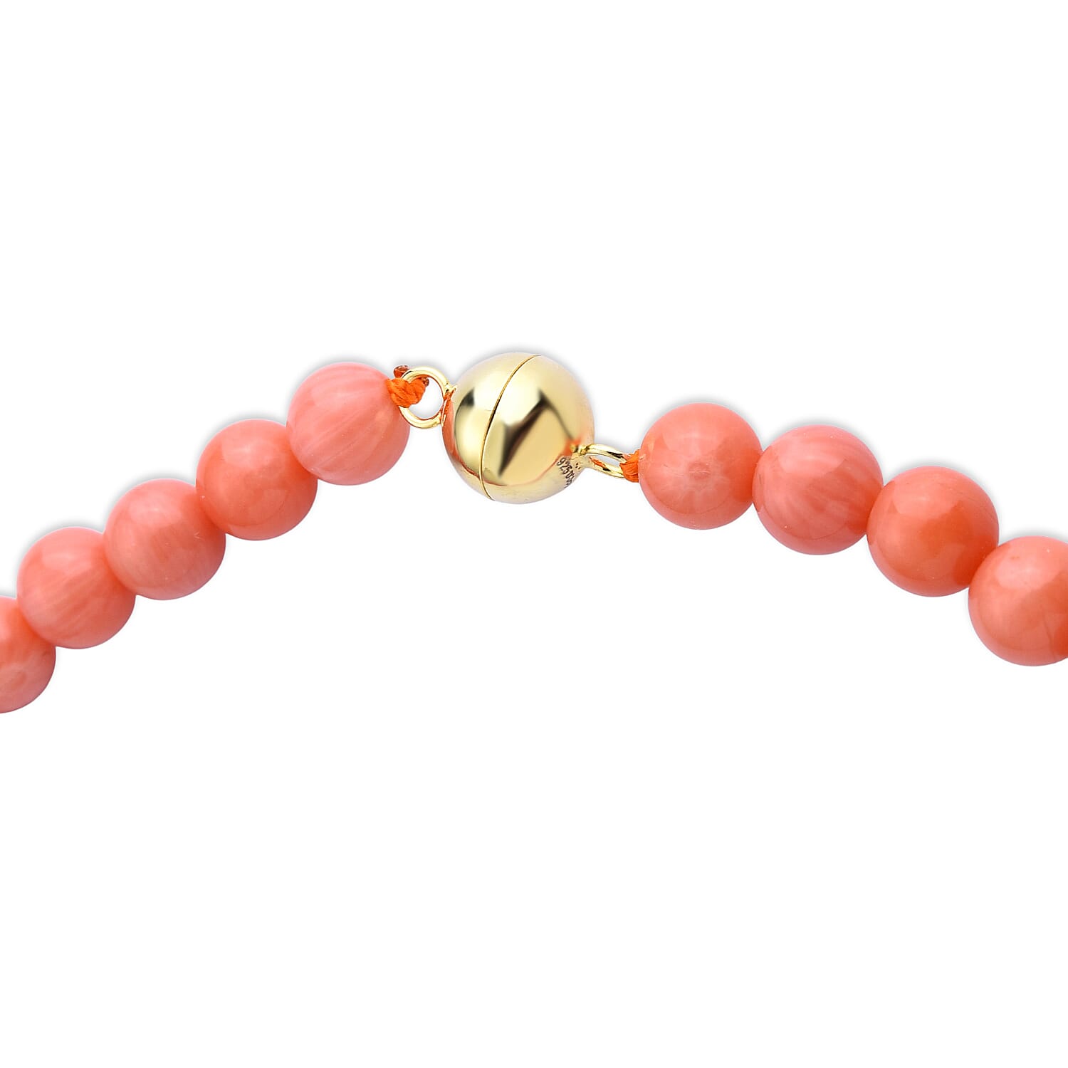 D'Joy - Living Coral Color Bamboo Coral Beads Necklace (Size - 20) in Yellow Gold Plated Sterling Silver 140.00 Ct.