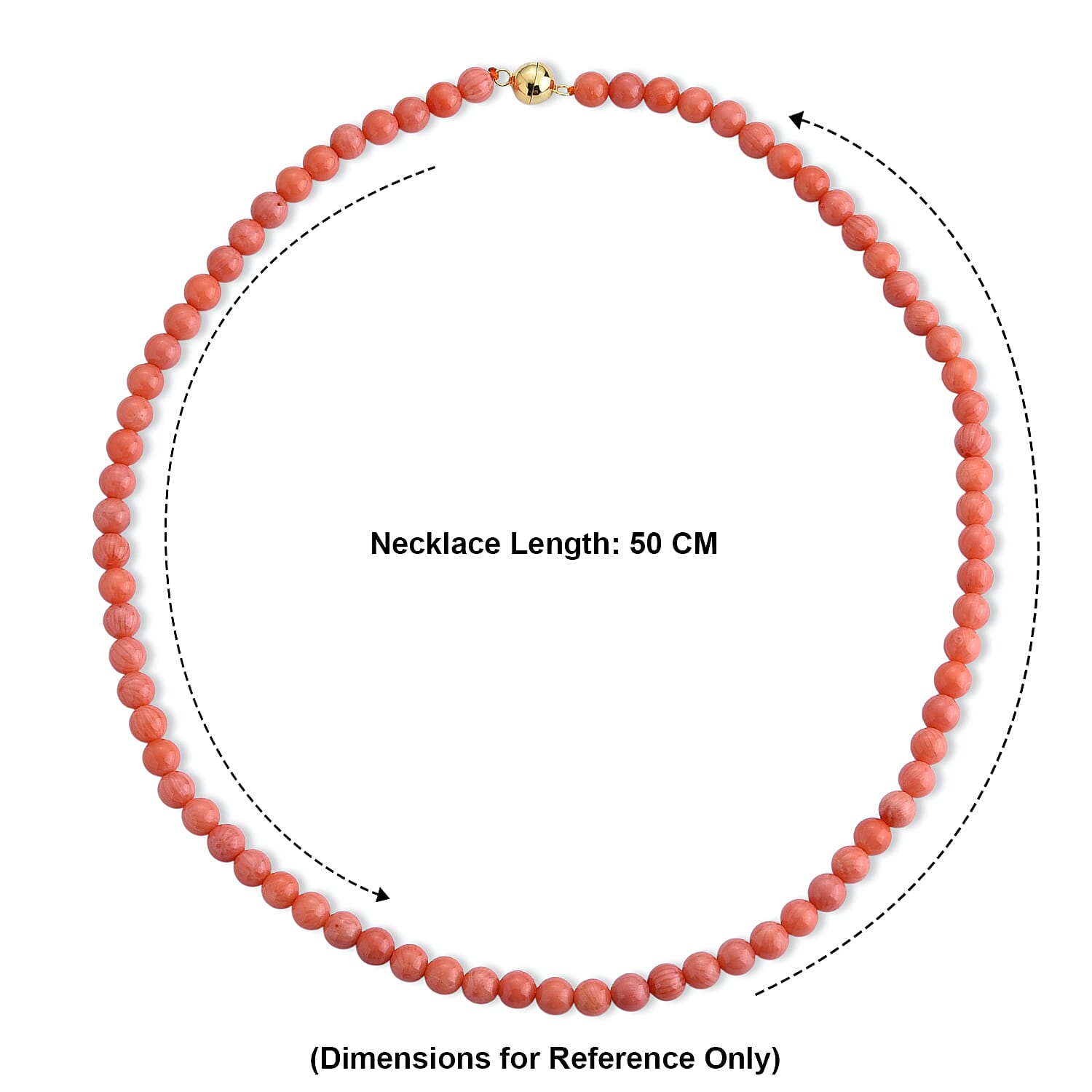 D'Joy - Living Coral Color Bamboo Coral Beads Necklace (Size - 20) in Yellow Gold Plated Sterling Silver 140.00 Ct.
