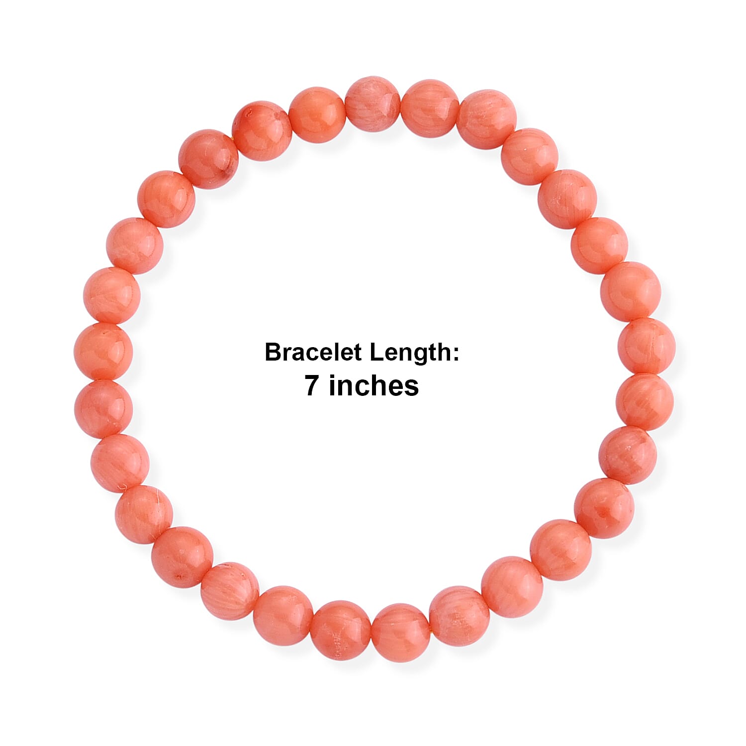 Living Coral Color Bamboo Coral Stretchable Beads Bracelet (Size - 7.5) 50.00 Ct.