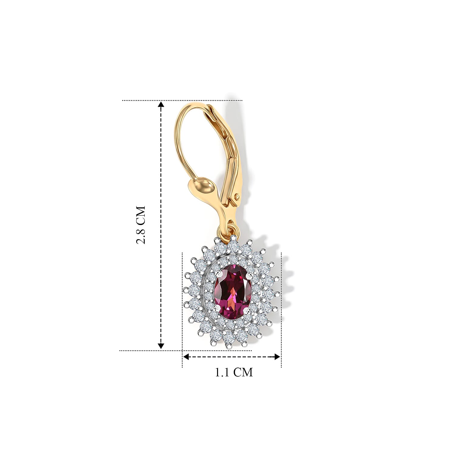 Luxuriant - Radiant Ember Garnet & Lab Grown Diamond (SI-G-H) Earring with Lever Back in 18K Vermeil Yellow Gold Plated Sterling Silver 1.86 Ct.