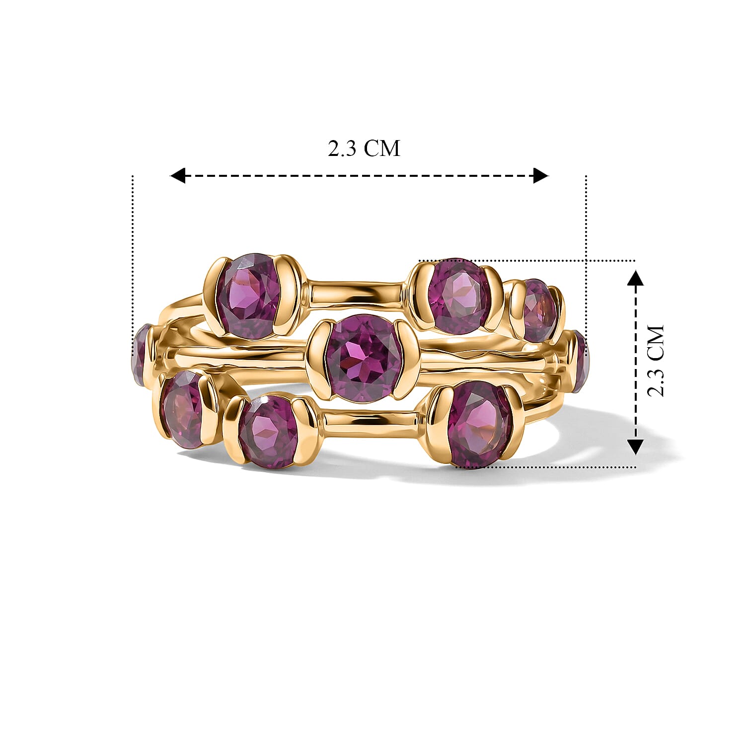 D'Joy - Radiant Ember Garnet Ring in 18K Vermeil Yellow Gold Plated Sterling Silver 2.07 Ct.