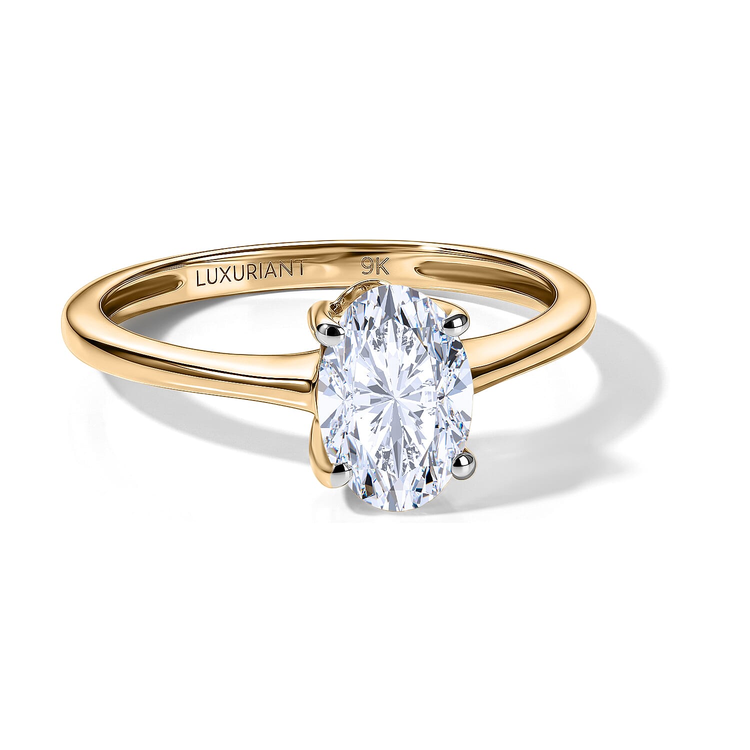 Luxuriant - 9K Yellow Gold SGL Certified Lab Grown Diamond (VS-E-F) Solitaire Ring 1.00 Ct.