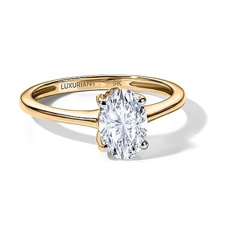 Luxuriant - 9K Yellow Gold SGL Certified Lab Grown Diamond (VS-E-F) Solitaire Ring 1.00 Ct.