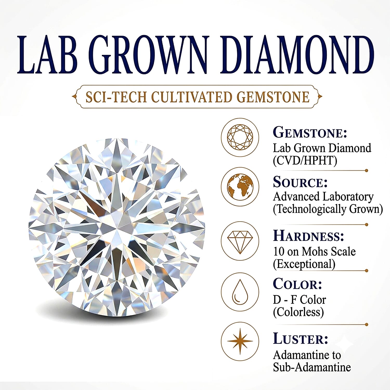 Luxuriant - 9K Yellow Gold SGL Certified Lab Grown Diamond (VS-E-F) Solitaire Ring 1.00 Ct.