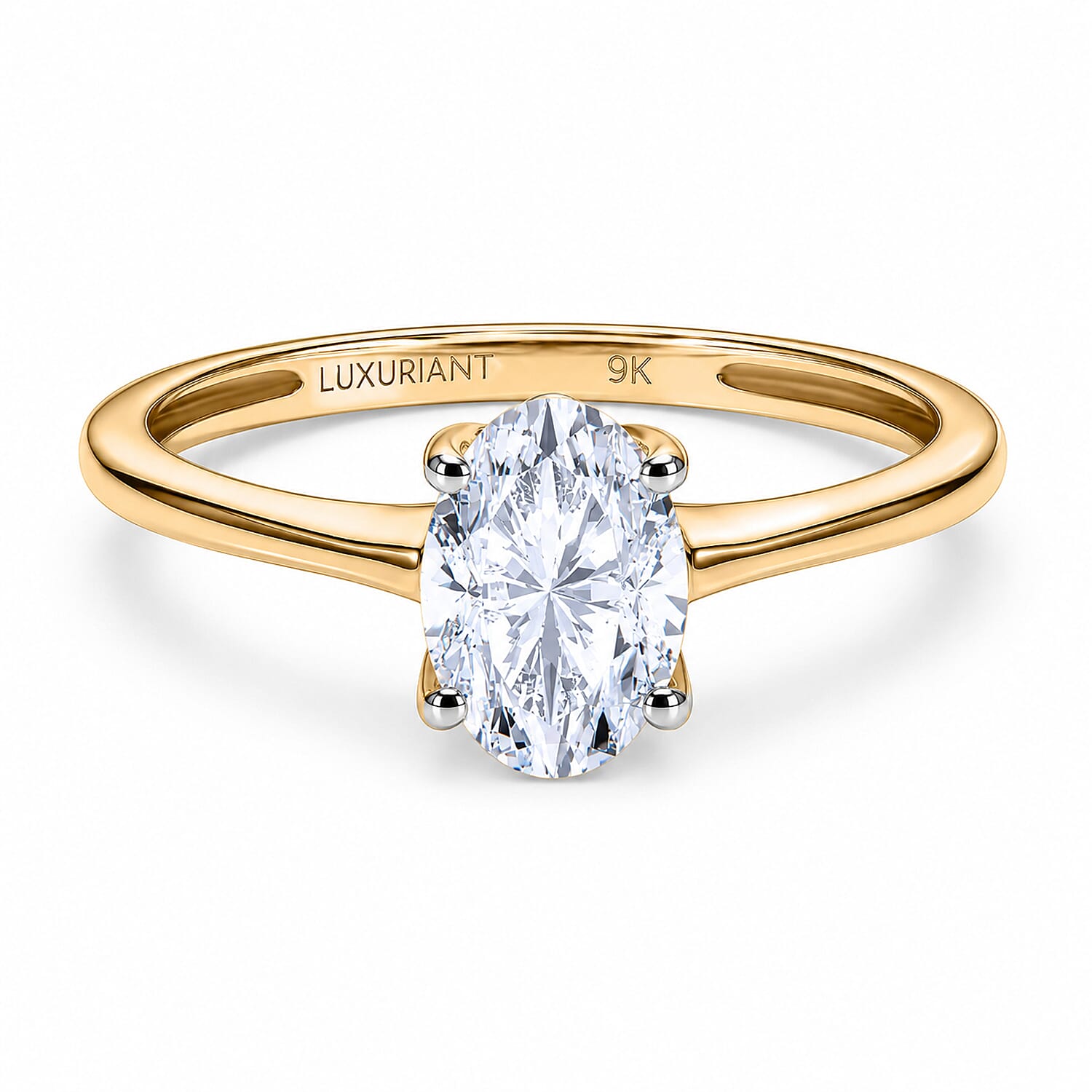 LUXURIANT - 9K Yellow Gold SGL Certified Lab Grown Diamond (VS-E-F) Solitaire Ring 1.00 Ct.