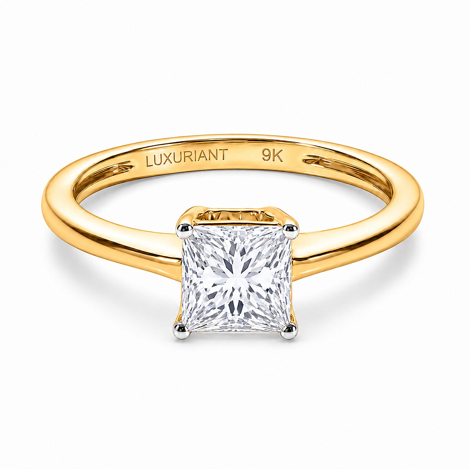 LUXURIANT - 9K Yellow Gold SGL Certified Lab Grown Diamond (VS-E-F) Solitaire Ring 1.00 Ct.