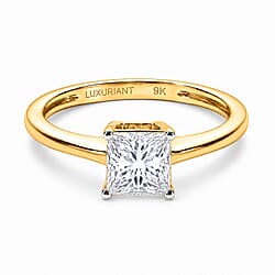 LUXURIANT - 9K Yellow Gold SGL Certified Lab Grown Diamond (VS-E-F) Solitaire Ring 1.00 Ct.
