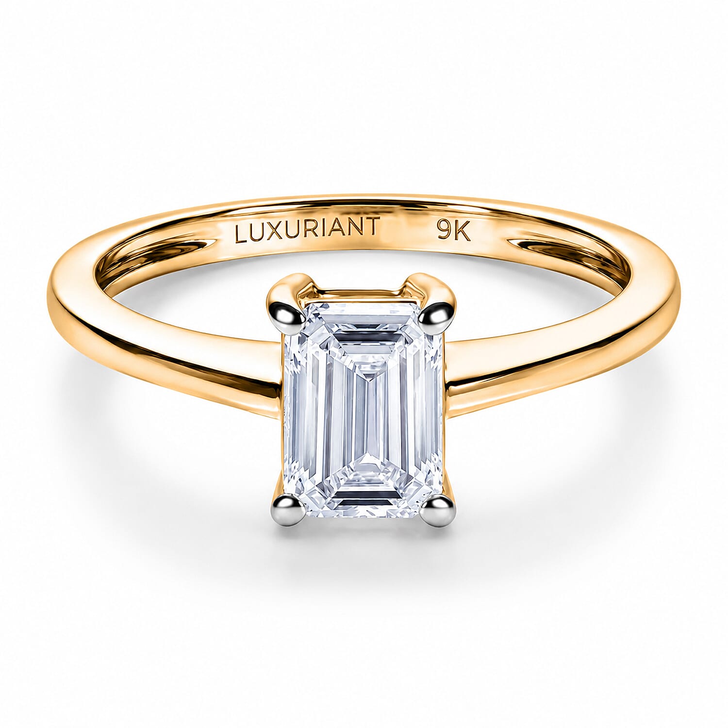 LUXURIANT - 9K Yellow Gold SGL Certified Lab Grown Diamond (VS-E-F) Solitaire Ring 1.00 Ct.