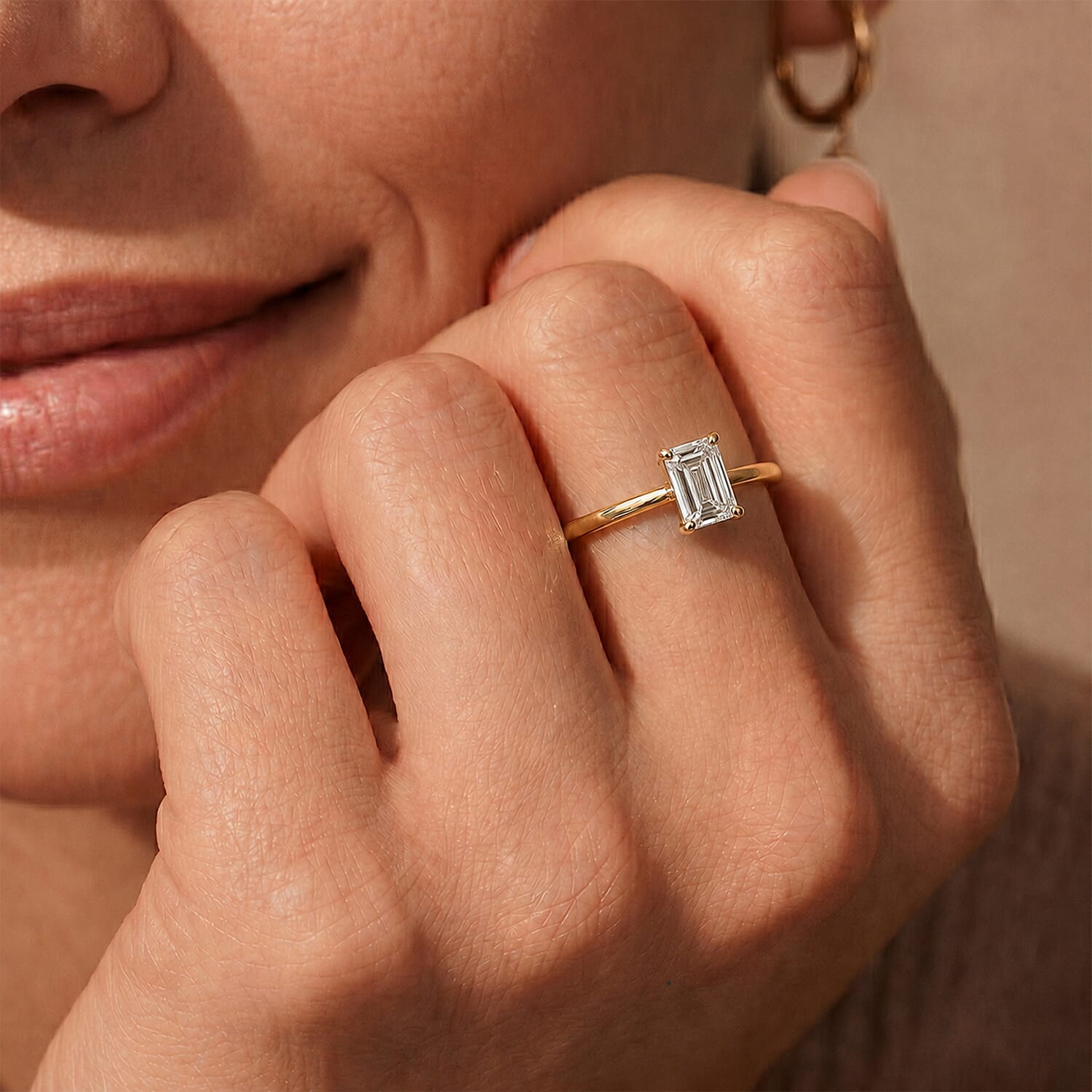 LUXURIANT - 9K Yellow Gold SGL Certified Lab Grown Diamond (VS-E-F) Solitaire Ring 1.00 Ct.