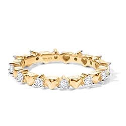Royal Bali Collection - D'Joy Moissanite Heart Design Band Ring in Sterling Silver