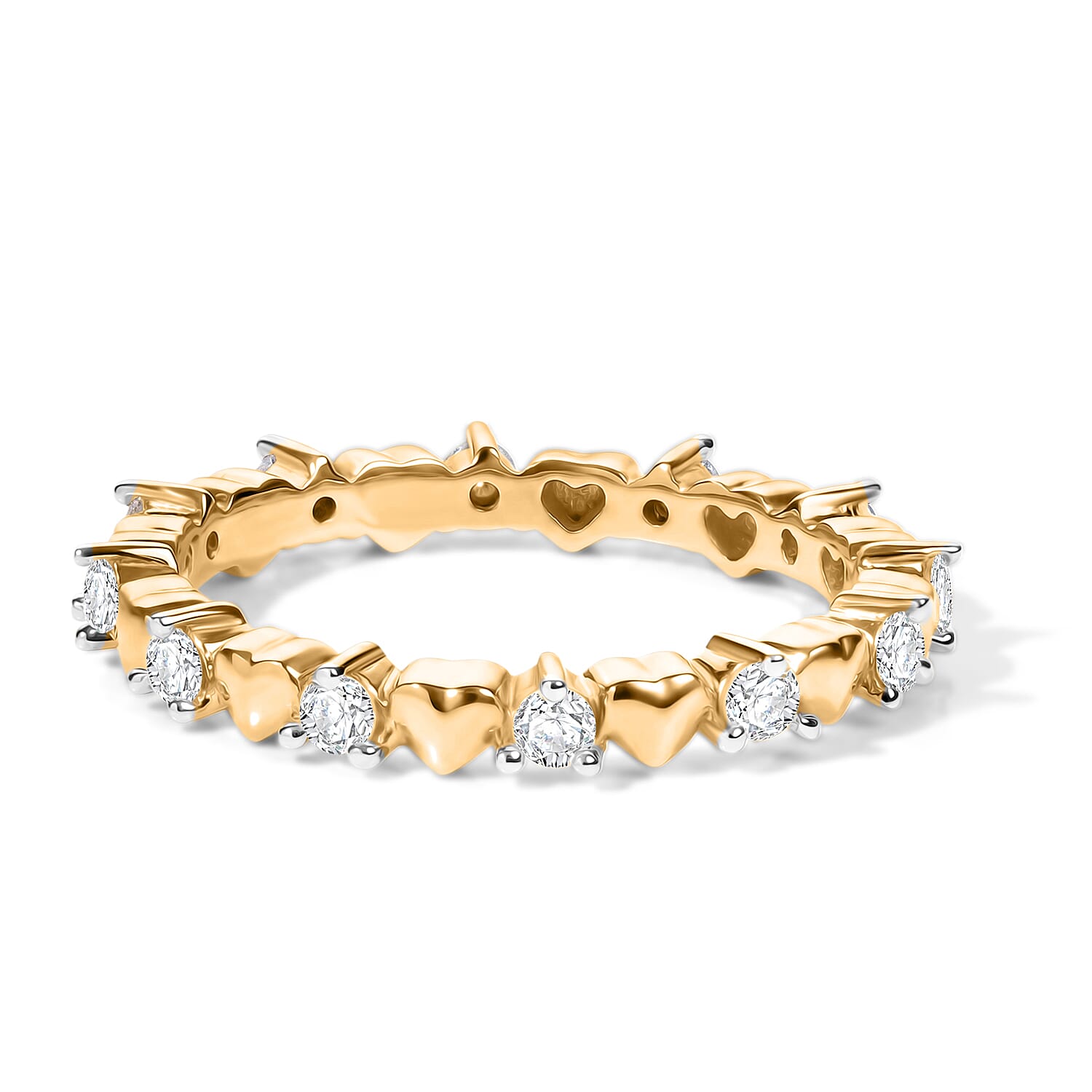 Royal Bali Collection - D'Joy Moissanite Heart Design Band Ring in Sterling Silver