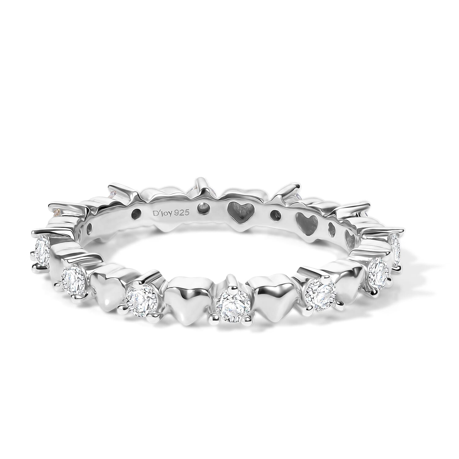 Royal Bali Collection - D'Joy Moissanite Heart Design Band Ring in Sterling Silver
