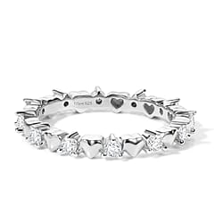 Royal Bali Collection - D'Joy Moissanite Heart Design Band Ring in Sterling Silver