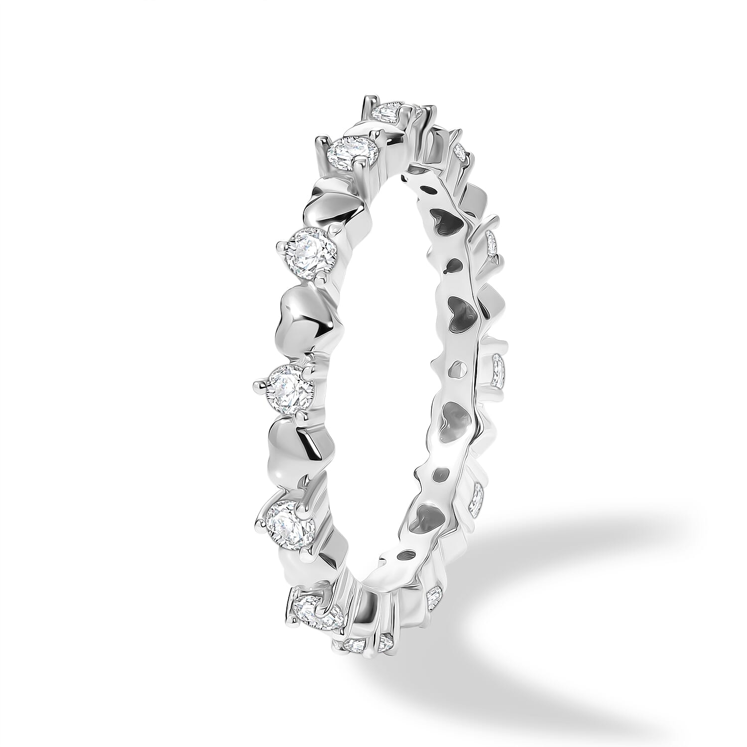Royal Bali Collection - D'Joy Moissanite Heart Design Band Ring in Sterling Silver