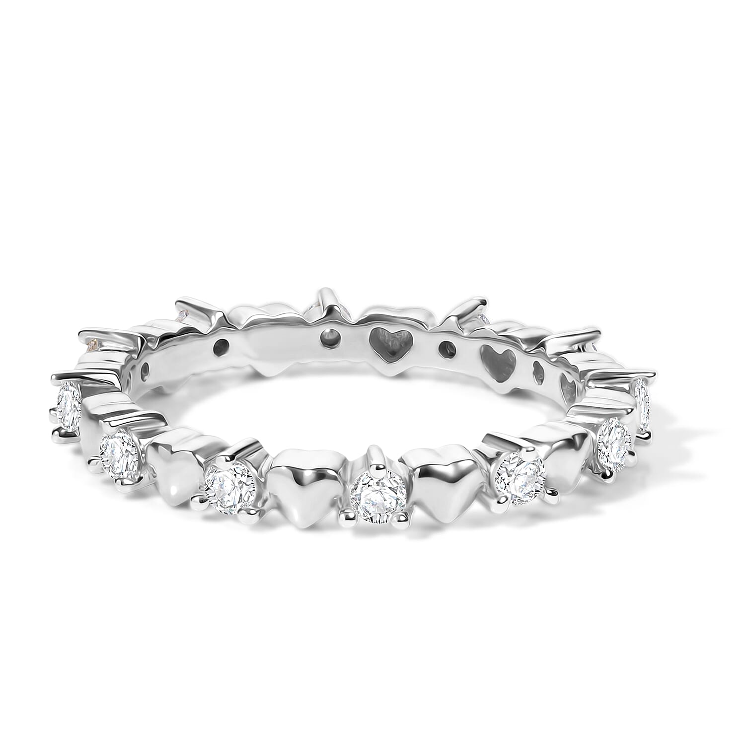 Royal Bali Collection - D'Joy Moissanite Heart Design Band Ring in Sterling Silver