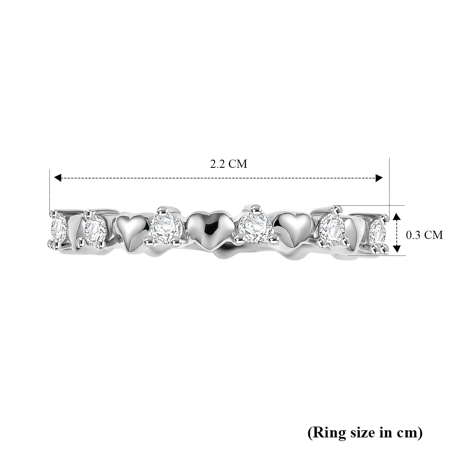 Royal Bali Collection - D'Joy Moissanite Heart Design Band Ring in Sterling Silver