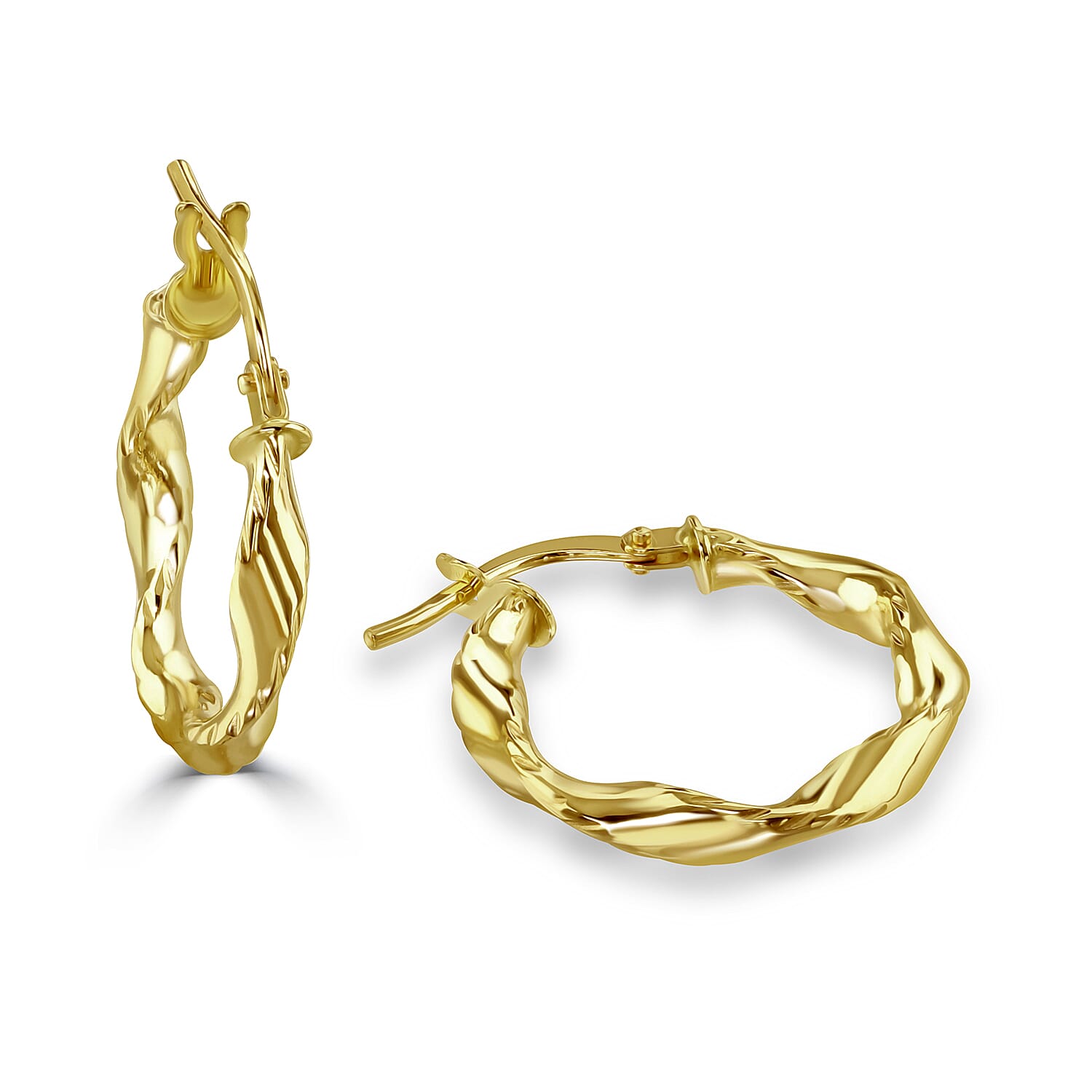 9K Yellow Gold Twisted Hoop Earring with Clasp