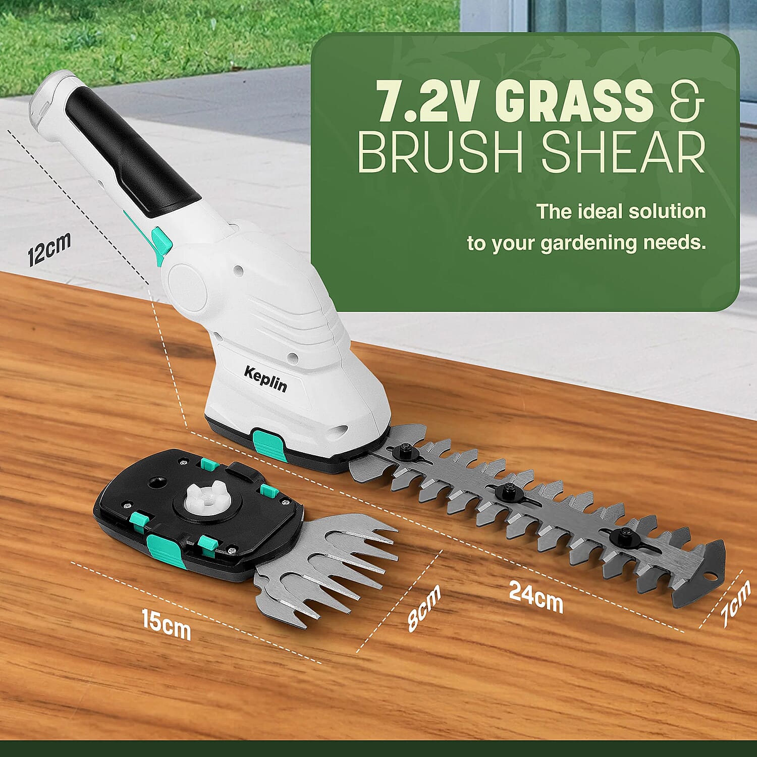 2-in-1 Cordless Hedge Trimmer (40 Minute RunTime) - Green