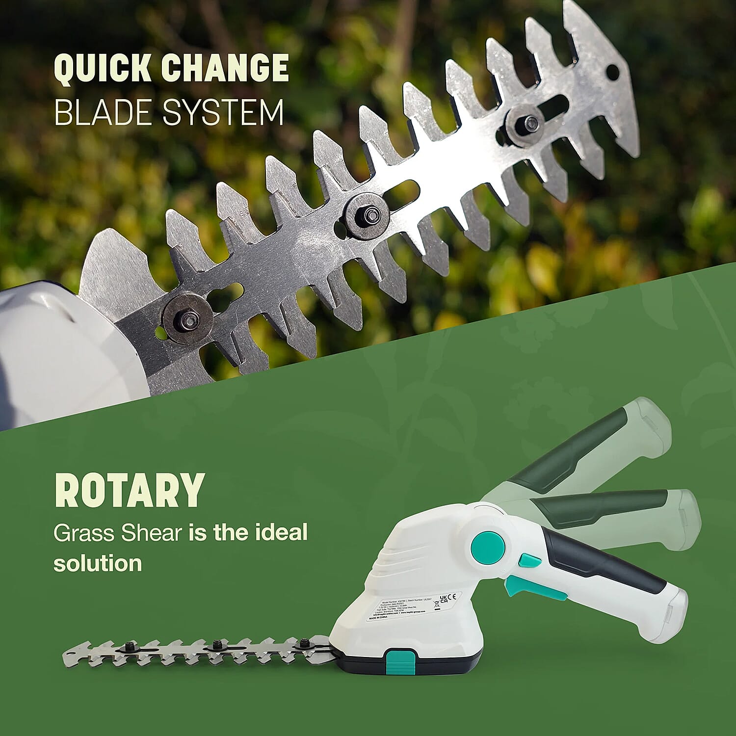 2-in-1 Cordless Hedge Trimmer (40 Minute RunTime) - Green