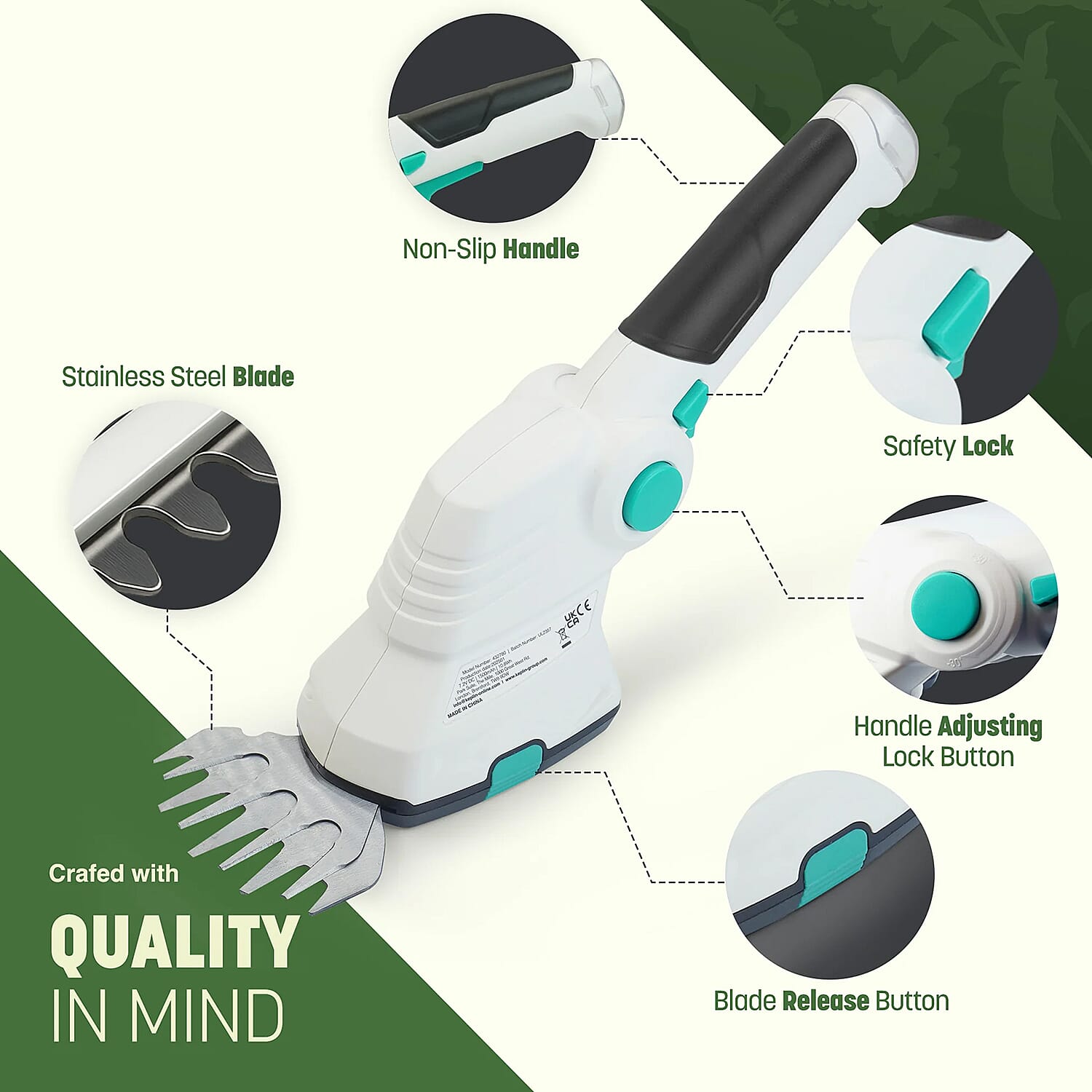 2-in-1 Cordless Hedge Trimmer (40 Minute RunTime) - Green