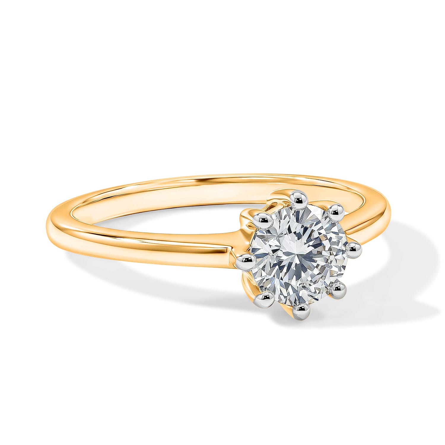 Luxuriant - Lab Grown Diamond (SI-G-H) Solitaire Ring in 18K Vermeil Yellow Gold Plated Sterling Silver 1.00 Ct.