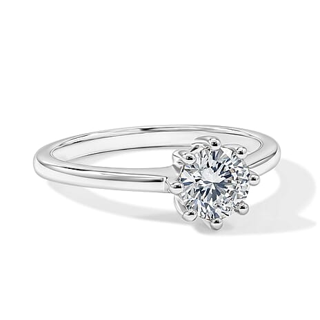 Luxuriant - Lab Grown Diamond (SI-G-H) Solitaire Ring in Rhodium Overlay Sterling Silver 1.00 Ct.