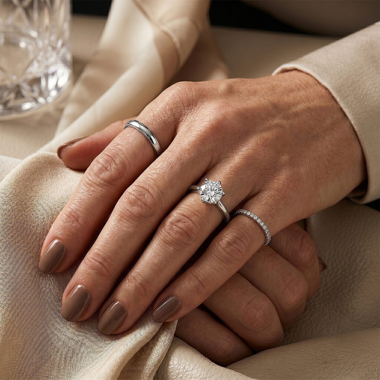 Luxuriant - Lab Grown Diamond (SI-G-H) Solitaire Ring in Rhodium Overlay Sterling Silver 1.00 Ct.