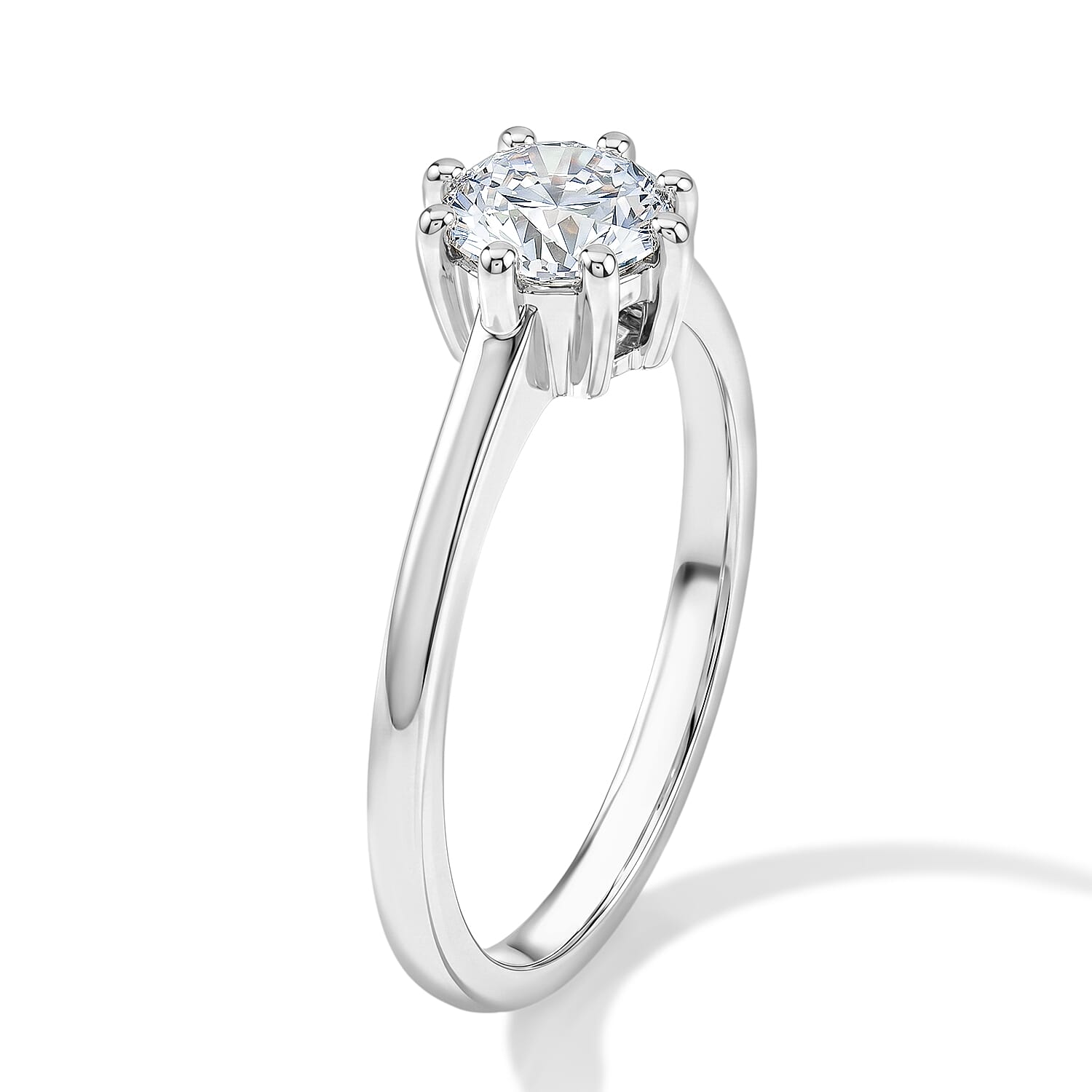 Luxuriant - Lab Grown Diamond (SI-G-H) Solitaire Ring in Rhodium Overlay Sterling Silver 1.00 Ct.