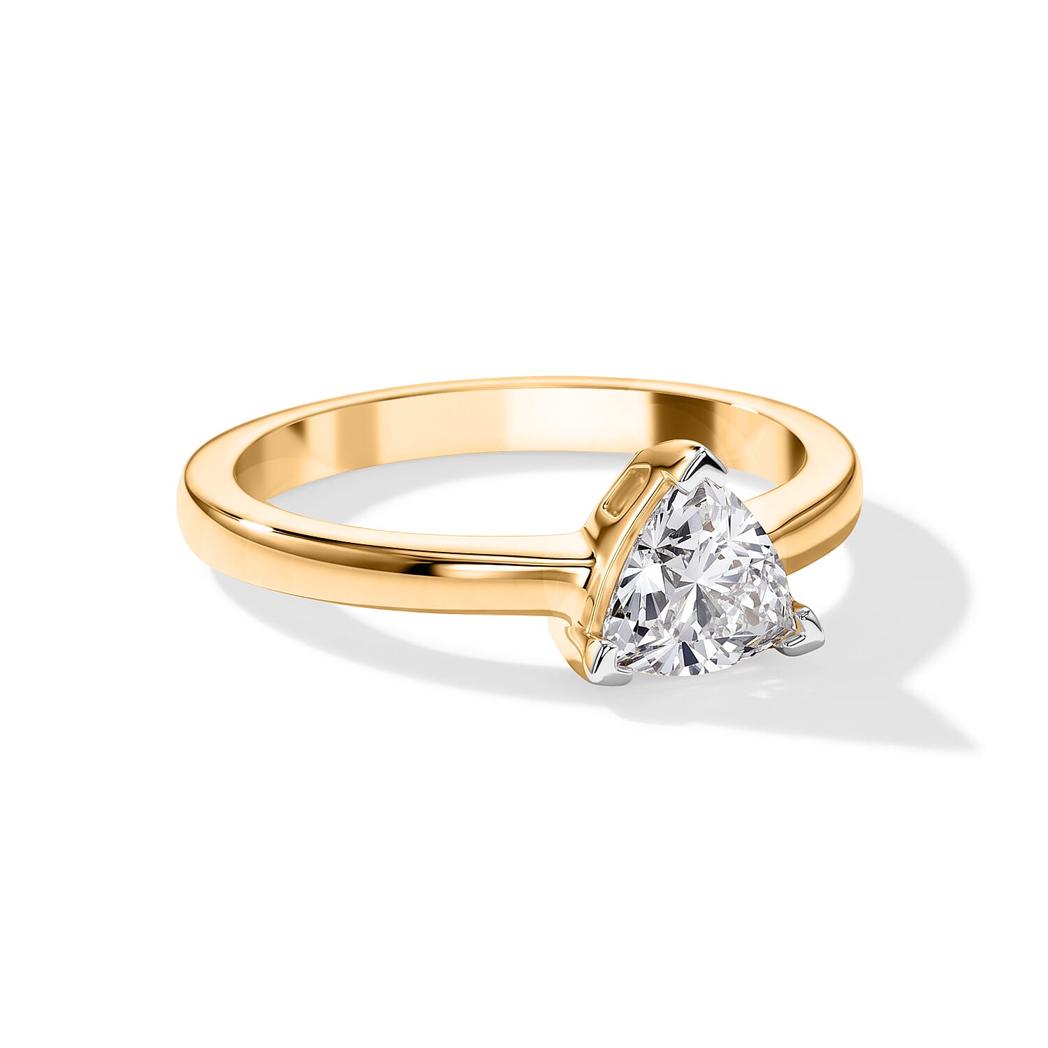 Luxuriant - Lab Grown Diamond (SI-G-H) Trillion Cut Solitaire Ring in 18K Vermeil Yellow Gold Plated Sterling Silver 1.00 Ct.