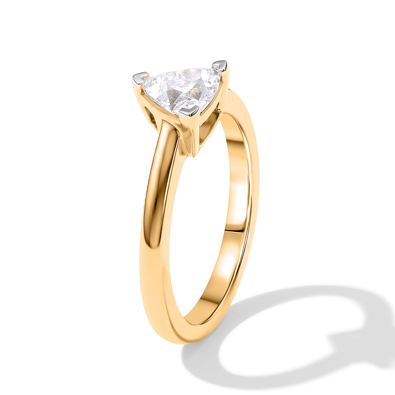 Luxuriant - Lab Grown Diamond (SI-G-H) Trillion Cut Solitaire Ring in 18K Vermeil Yellow Gold Plated Sterling Silver 1.00 Ct.