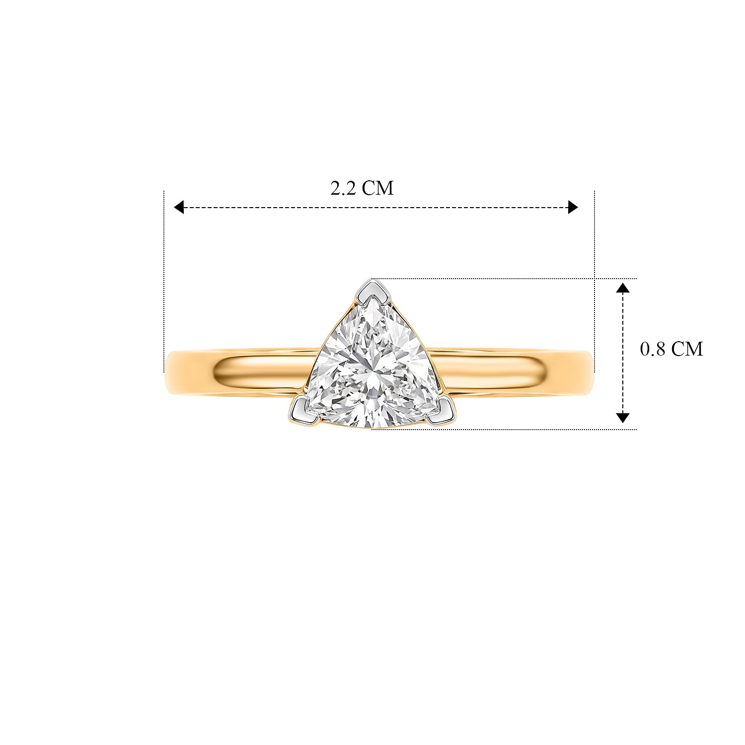 Luxuriant - Lab Grown Diamond (SI-G-H) Trillion Cut Solitaire Ring in 18K Vermeil Yellow Gold Plated Sterling Silver 1.00 Ct.