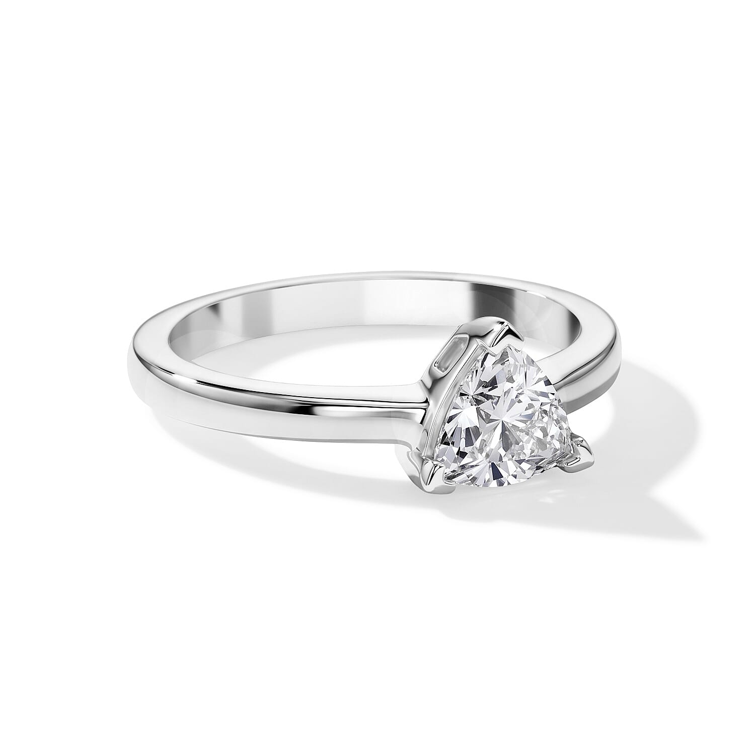 Luxuriant - Lab Grown Diamond (SI-G-H) Trillion Cut Solitaire Ring in Rhodium Overlay Sterling Silver 1.00 Ct.