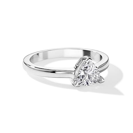 Luxuriant - Lab Grown Diamond (SI-G-H) Trillion Cut Solitaire Ring in Rhodium Overlay Sterling Silver 1.00 Ct.