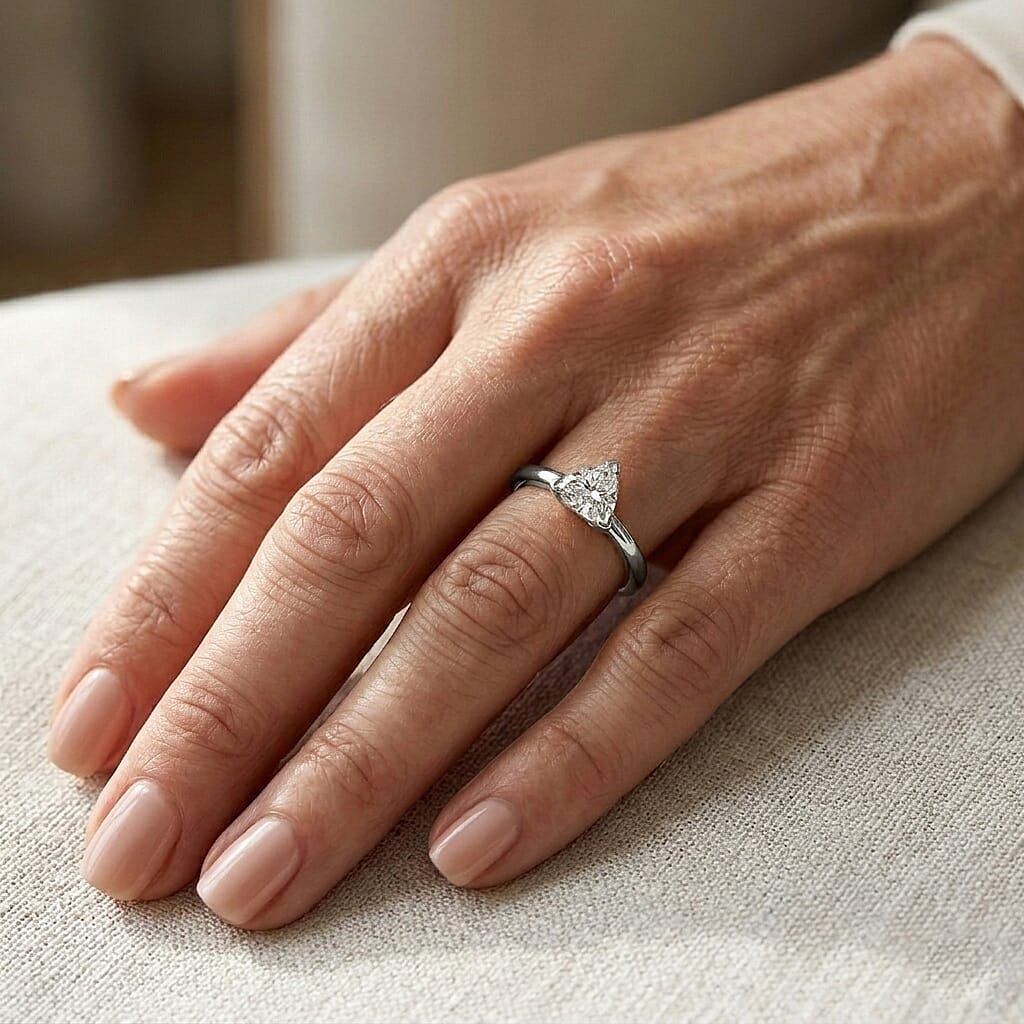 Luxuriant - Lab Grown Diamond (SI-G-H) Trillion Cut Solitaire Ring in Rhodium Overlay Sterling Silver 1.00 Ct.