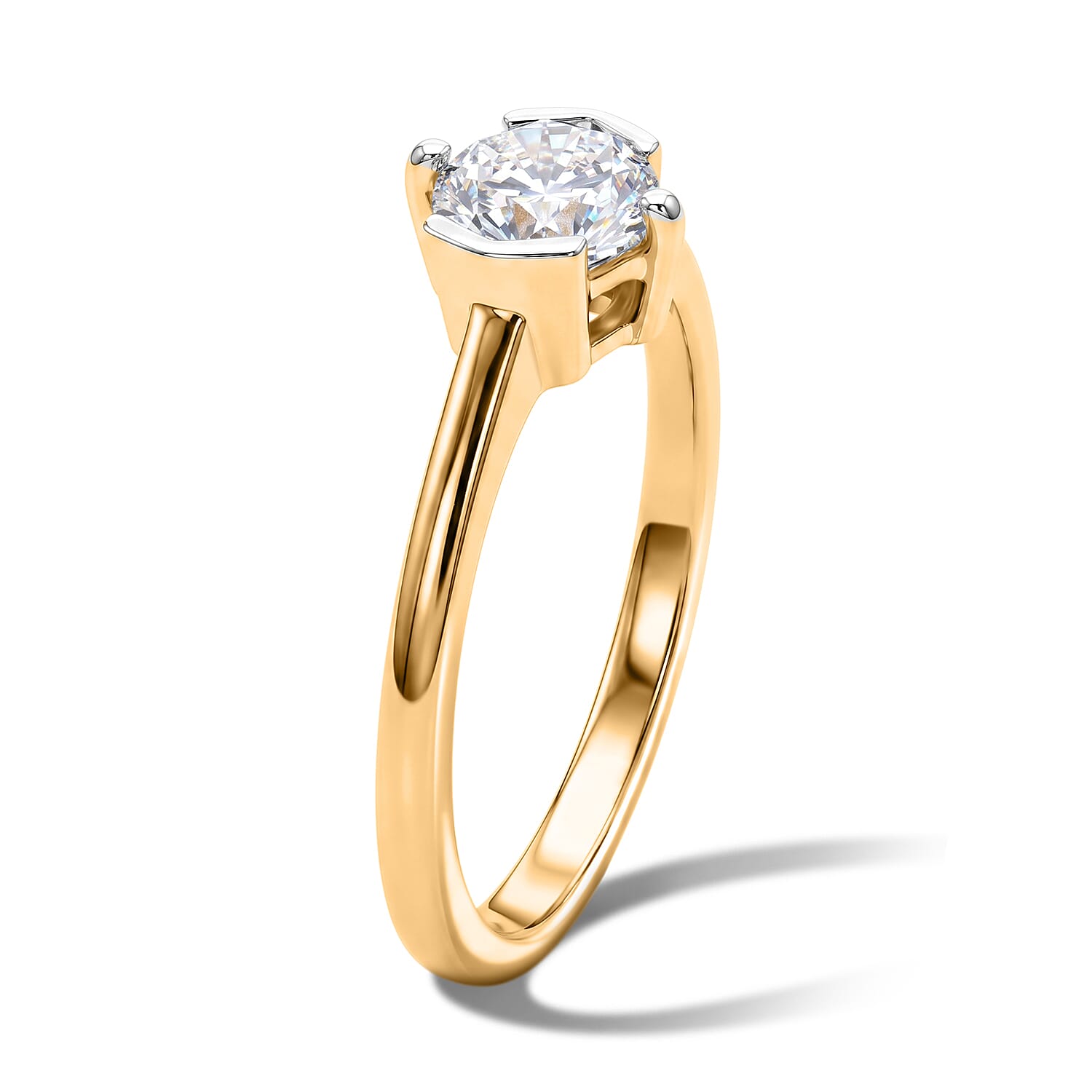 Luxuriant - Lab Grown Diamond (SI-G-H) Solitaire Ring in 18K Vermeil Yellow Gold Plated Sterling Silver 1.00 Ct.