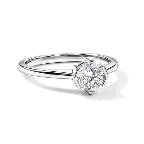 Luxuriant - Lab Grown Diamond (SI-G-H) Solitaire Ring in Rhodium Overlay Sterling Silver 1.00 Ct.
